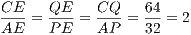 CE-- QE-- CQ-- 64
AE = PE = AP = 32 = 2